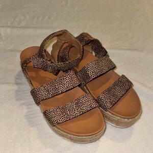 Leopard Print Espadrille Platform Sandals
